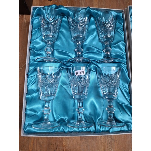 380 - 3 boxes of Edinburgh Continental crystal 2 are wine glasses, 1 sherry glasses