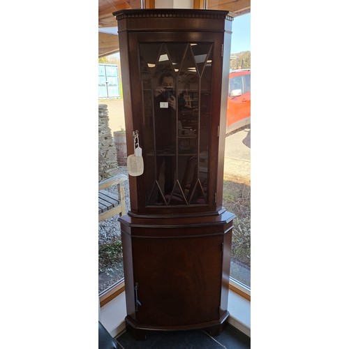 1 - Mahogany corner display unit plus piano stool with storage