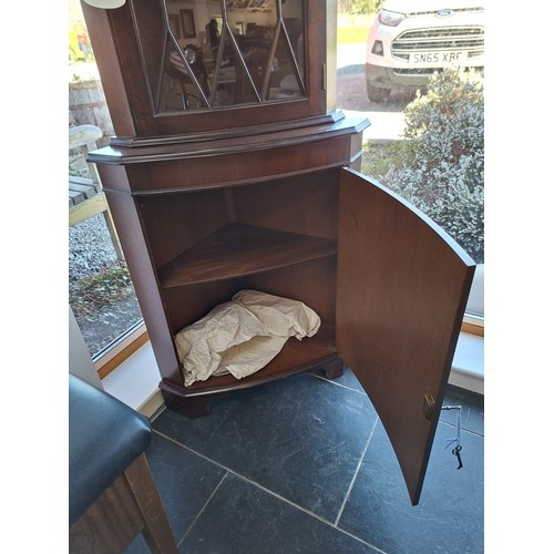 1 - Mahogany corner display unit plus piano stool with storage