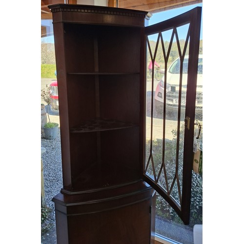 1 - Mahogany corner display unit plus piano stool with storage