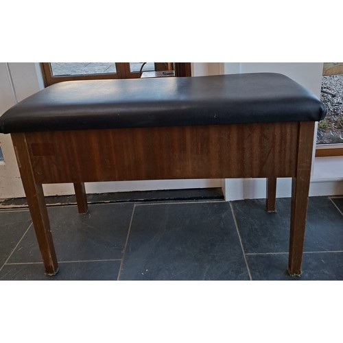 1 - Mahogany corner display unit plus piano stool with storage