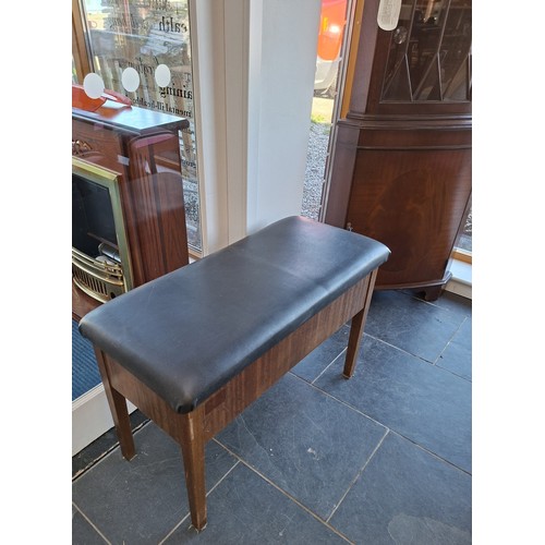 1 - Mahogany corner display unit plus piano stool with storage