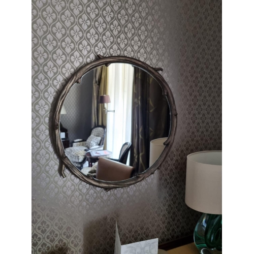 1028 - Forgeability Bespoke Metalwork Twig Circular Wall Mirror Brass Surround 60cm Diameter (Room 414)