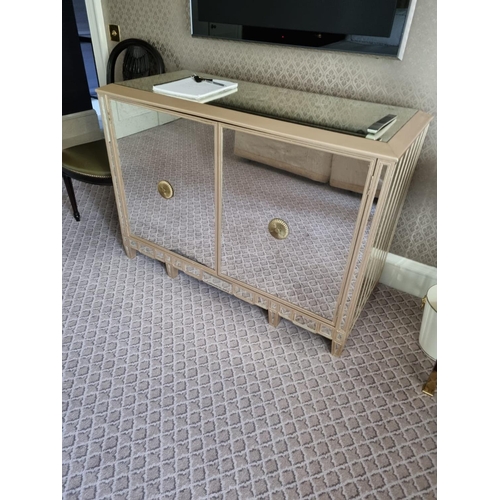 1030 - Coloured Verre Eglomise Sideboard Two Door Internally Fitted With Refrigerator Mini Bar 125 x 58 x 9... 