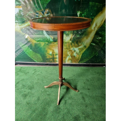 111 - Mahogany circular tall side table carved tapering pedestal on four splayed legs 60cm diameter x 100c... 