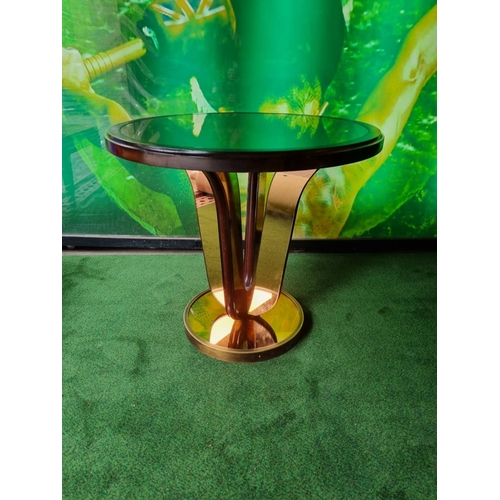 133 - A circular bar pedestal  table with antiqued mirror plate accents 66 x 75cm (Nb This lot is located ... 