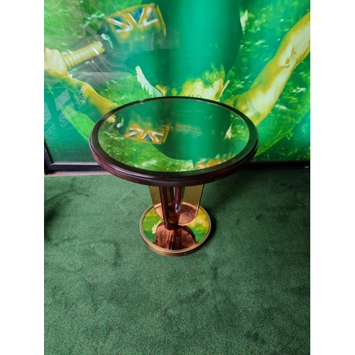 133 - A circular bar pedestal  table with antiqued mirror plate accents 66 x 75cm (Nb This lot is located ... 