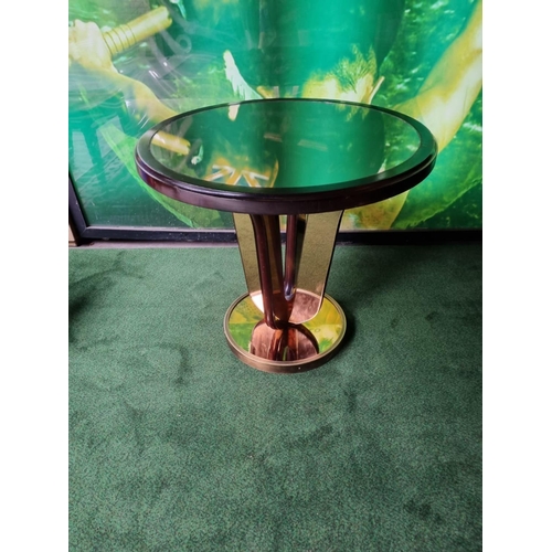 133 - A circular bar pedestal  table with antiqued mirror plate accents 66 x 75cm (Nb This lot is located ... 