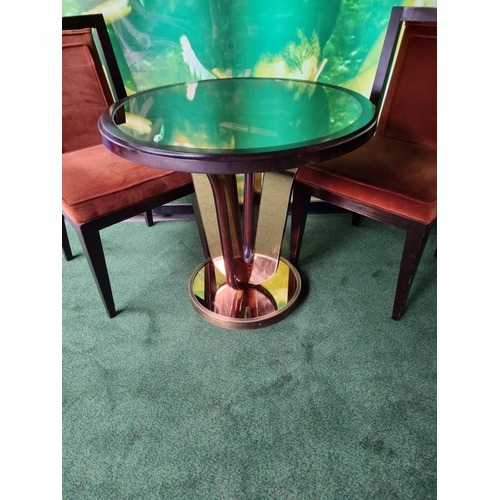 133 - A circular bar pedestal  table with antiqued mirror plate accents 66 x 75cm (Nb This lot is located ... 