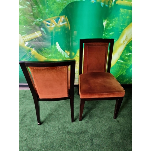 140 - A pair of mahogany framed upholstered side chairs wooden framed with padded seat and back rest 40 x ... 