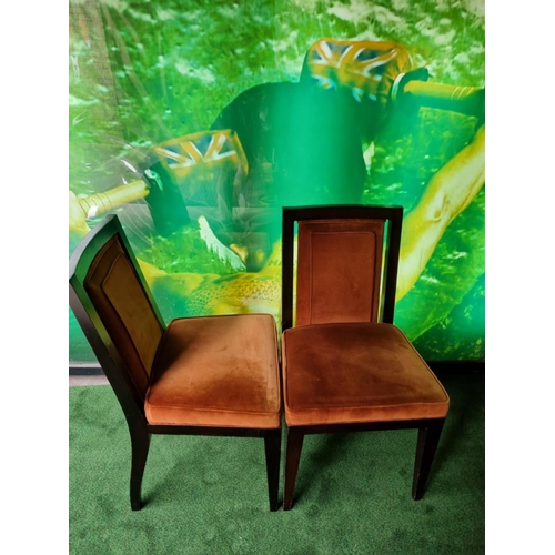 140 - A pair of mahogany framed upholstered side chairs wooden framed with padded seat and back rest 40 x ... 