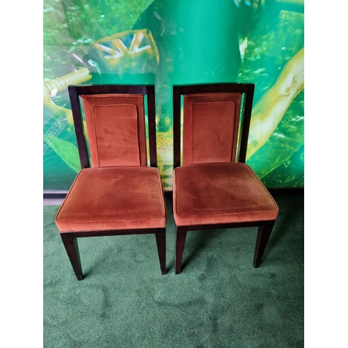 140 - A pair of mahogany framed upholstered side chairs wooden framed with padded seat and back rest 40 x ... 