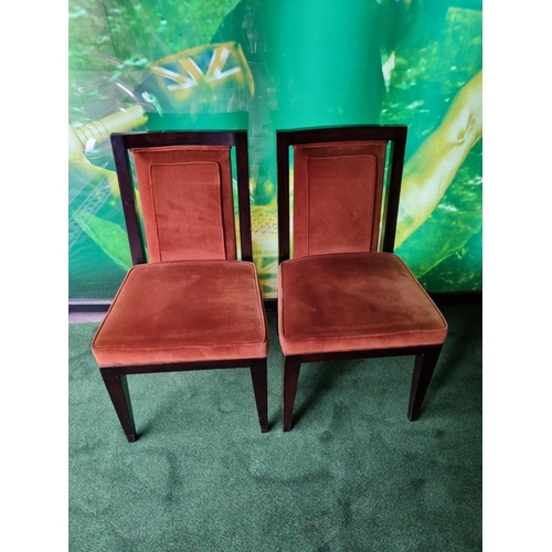 140 - A pair of mahogany framed upholstered side chairs wooden framed with padded seat and back rest 40 x ... 