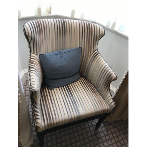 1952 - Accent Chair In Upholstered Striped Fabric 65 x 49 x 84cm (Room 401)