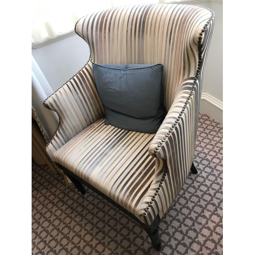 1952 - Accent Chair In Upholstered Striped Fabric 65 x 49 x 84cm (Room 401)