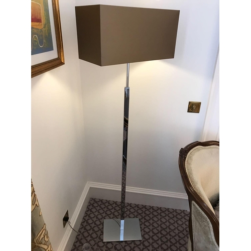 1959 - 2 x Heathfield And Co Dakota Contemporary Floor Lamp Chrome Complete With Shade 158cm (Room 401)