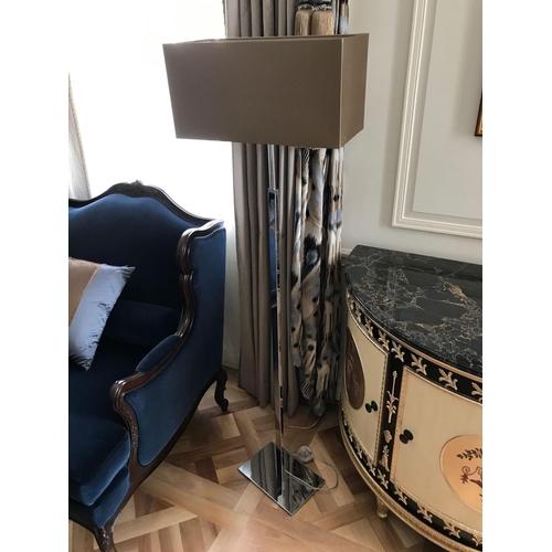 1959 - 2 x Heathfield And Co Dakota Contemporary Floor Lamp Chrome Complete With Shade 158cm (Room 401)