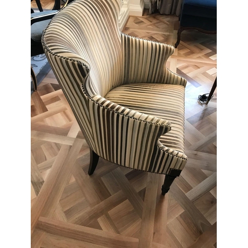 1967 - Accent Chair In Upholstered Striped Fabric 65 x 49 x 84cm (Room 401)