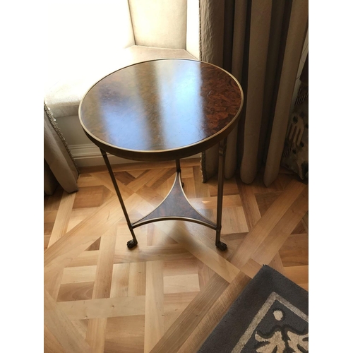 1970 - Mahogany And Bronze Wine Table 3 Tripod Foot 50 x 71cm (Room 401)