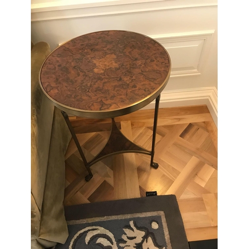 1970 - Mahogany And Bronze Wine Table 3 Tripod Foot 50 x 71cm (Room 401)