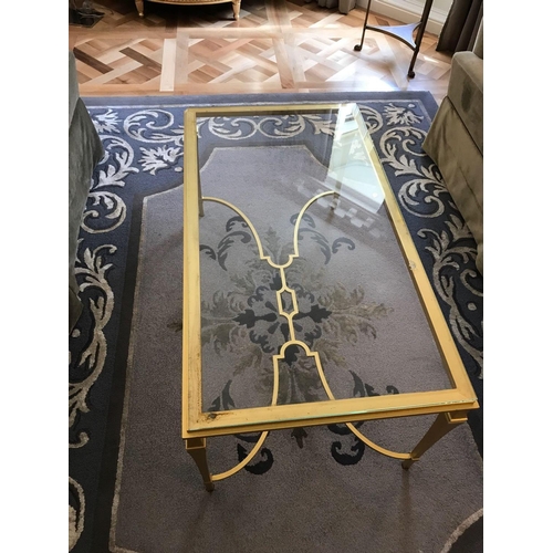 1974 - A Rectangular Coffee Table Polished Brass Frame With Clear Glass Top 110 x 60 x 58cm (Room 401)