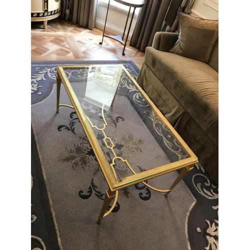 1974 - A Rectangular Coffee Table Polished Brass Frame With Clear Glass Top 110 x 60 x 58cm (Room 401)