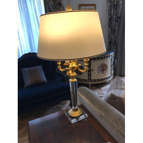 1976 - Laudarte Crystal Table Lamp Inserts And Decorations In 24ct Gold With Shade 95cm Tall (Room 401)