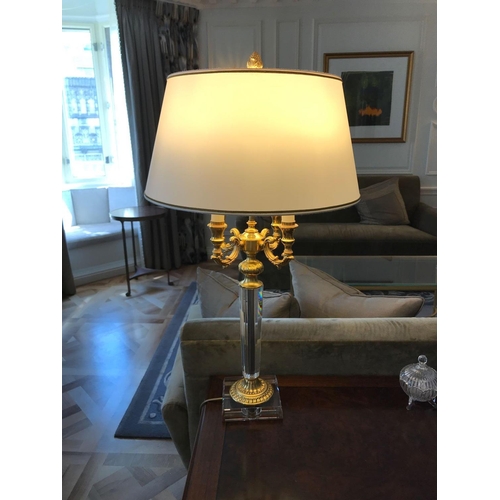 1976 - Laudarte Crystal Table Lamp Inserts And Decorations In 24ct Gold With Shade 95cm Tall (Room 401)