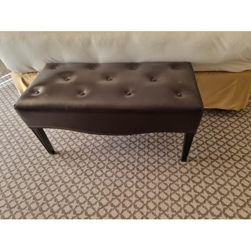 1981a - Tufted Leather Bench With Scrolled Apron 100 x 46 x 47cm (room 403)