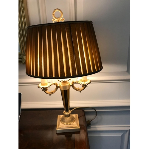 1987 - Laudarte Aretusa Twin Arm Table Lamp Bronze Lost-Wax Casting Antique Gilt Bronze Base And Column And... 