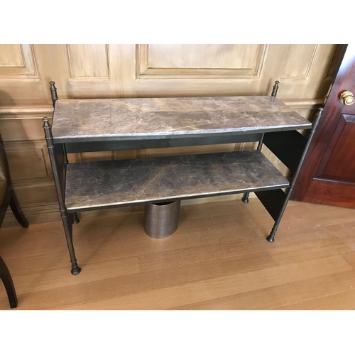 2025 - A Two-Tier Iron Bronze And Marble Console Table 123 x 39 x 78cm (Room 411)