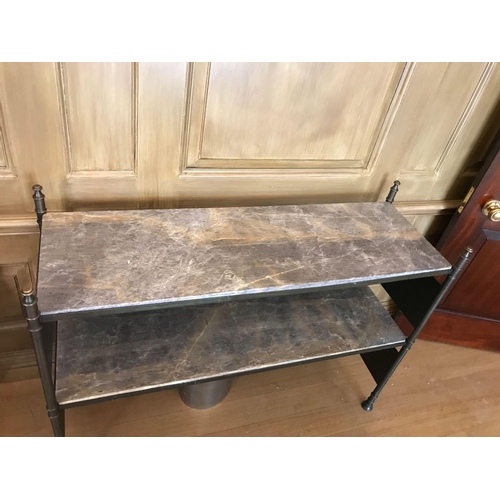 2025 - A Two-Tier Iron Bronze And Marble Console Table 123 x 39 x 78cm (Room 411)