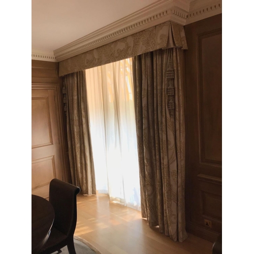 2047 - 2 x Pairs Luxury Silk Drapes And Pelment 255 x 300cm (Room 411)