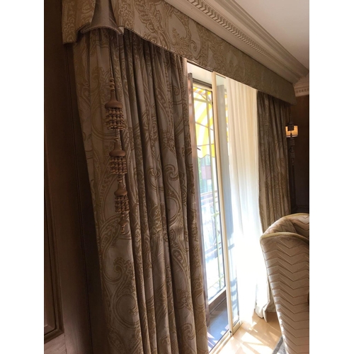 2047 - 2 x Pairs Luxury Silk Drapes And Pelment 255 x 300cm (Room 411)