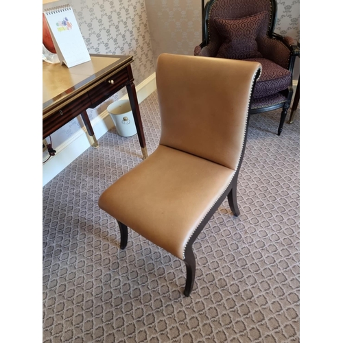 2058 - Scroll Back Leather Side Chair Legs And Frame In Solid Oak With A Stained Finish Upholstered In Leat... 