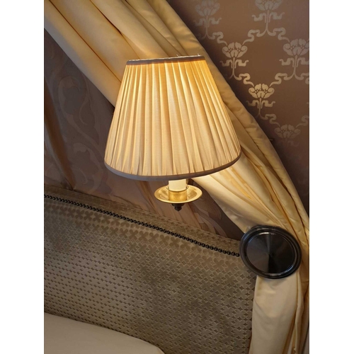 2064 - A Pair Of Gentlemen Library Swing Arm Single Candle Wall Sconce With Pleated Shade (Room 415)