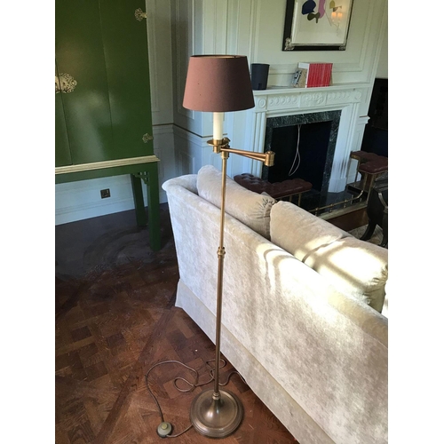 2100 - Library Floor Lamp Finished In English Bronze Swing Arm Function With Shade 156cm (Room 417)