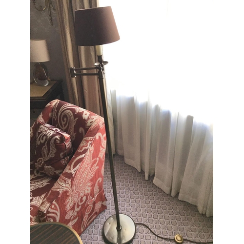 2176 - Library Floor Lamp Finished In English Bronze Swing Arm Function With Shade 156cm (Room 421)