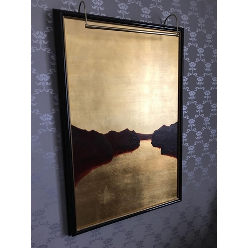 2180 - Giclee Landscape Gold And Red Mountains With Horizon 102 x 69cm (Room 421)