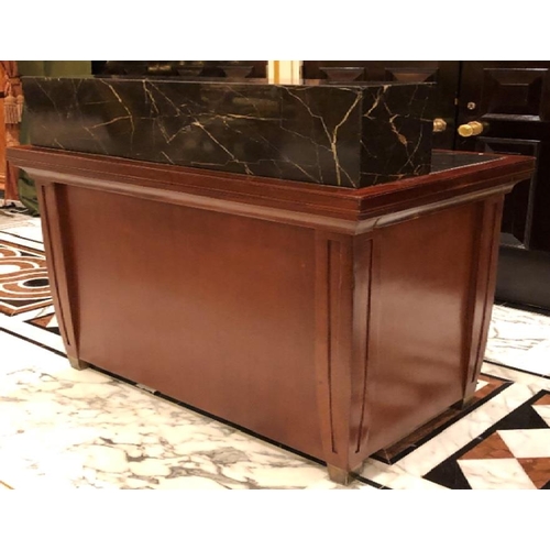 27 - A mahogany host maitre d desk station 120 x 40 x 150cm (Nb This lot is located in Bath)