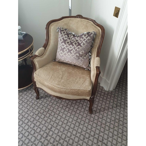 511 - Louis XV Style Bergere The Slightly Flared Arms Have Upholstered Armrests Upholstery Is A Light Yell... 