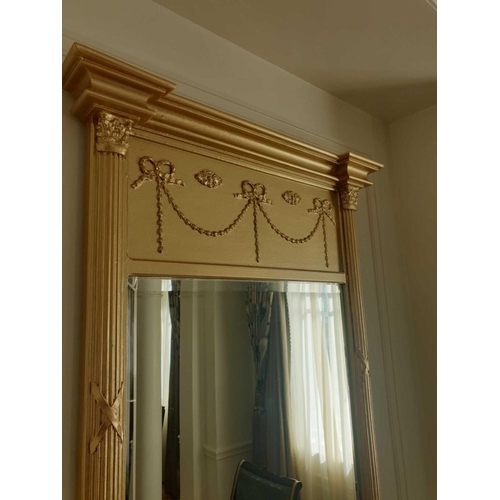 519 - Regency Style Giltwood Pier Mirror Flanked By Spirally-Turned Half Pilasters The Frieze With Highly ... 