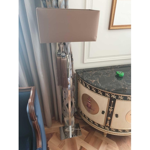 525 - Heathfield And Co Dakota Contemporary Floor Lamp Chrome Complete With Shade 158cm (Room 301)