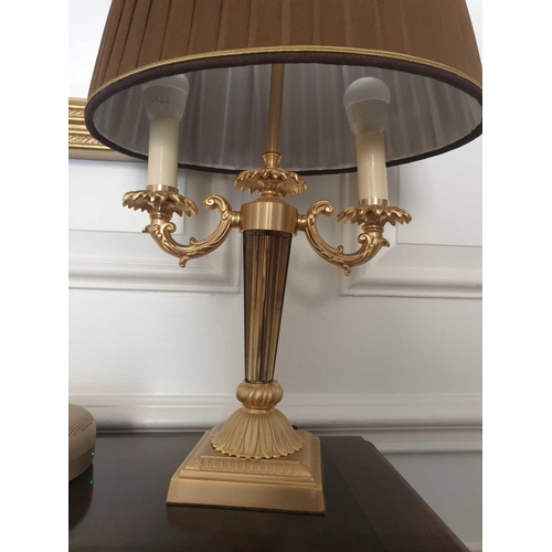 551 - Laudarte Aretusa Twin Arm Table Lamp Bronze Lost-Wax Casting Antique Gilt Bronze Base And Column And... 