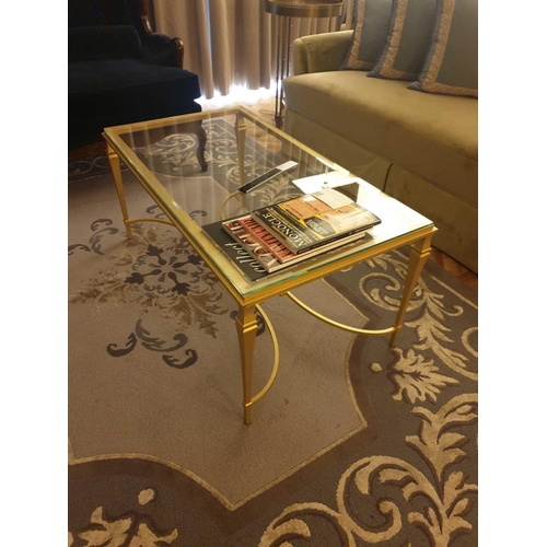 558 - A Rectangular Coffee Table Polished Brass Frame With Clear Glass Top 110 x 60 x 58cm (Room 304)