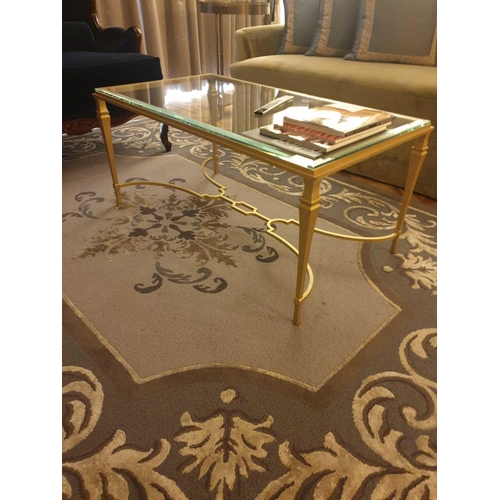 558 - A Rectangular Coffee Table Polished Brass Frame With Clear Glass Top 110 x 60 x 58cm (Room 304)