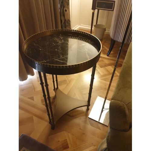 561 - Marble Top Bouillotte Table Mounted On A Bronzed Tripod Base Frame 50 x 76cm (Room 304)