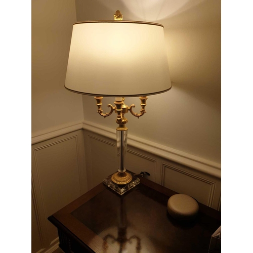 565 - Laudarte Crystal Table Lamp Four Arm Bronze Lost-Wax Casting Antique Gilt Bronze Base And Column And... 