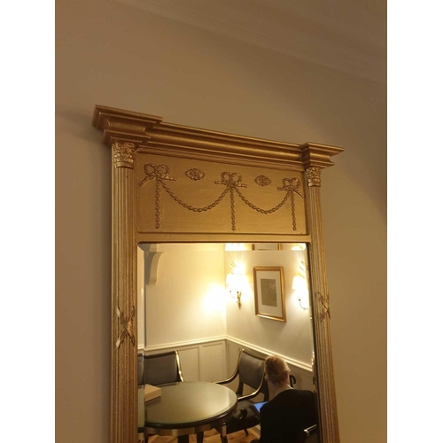 568 - Regency Style Giltwood Pier Mirror Flanked By Spirally-Turned Half Pilasters The Frieze With Highly ... 