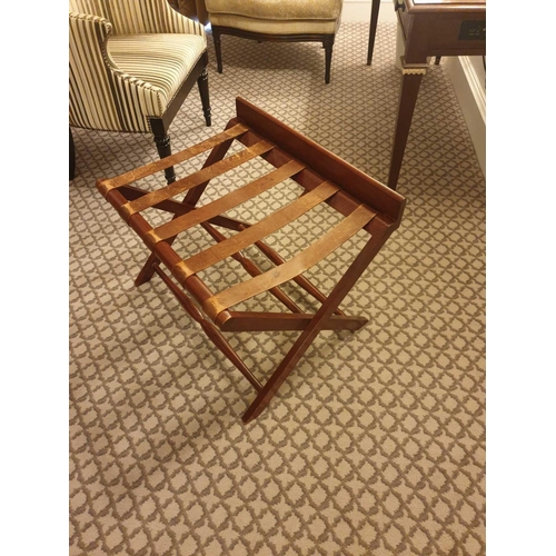 590 - Dark Mahogany Luggage Rack With Leather Straps 65 x 43 x 50cm (Room 305)